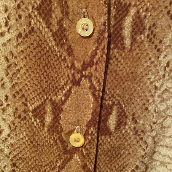 90’s Y2K Mob Wife Vintage Silk Snake Print Blouse Gold Brown Tan Size 38 Small - Picture 4 of 9